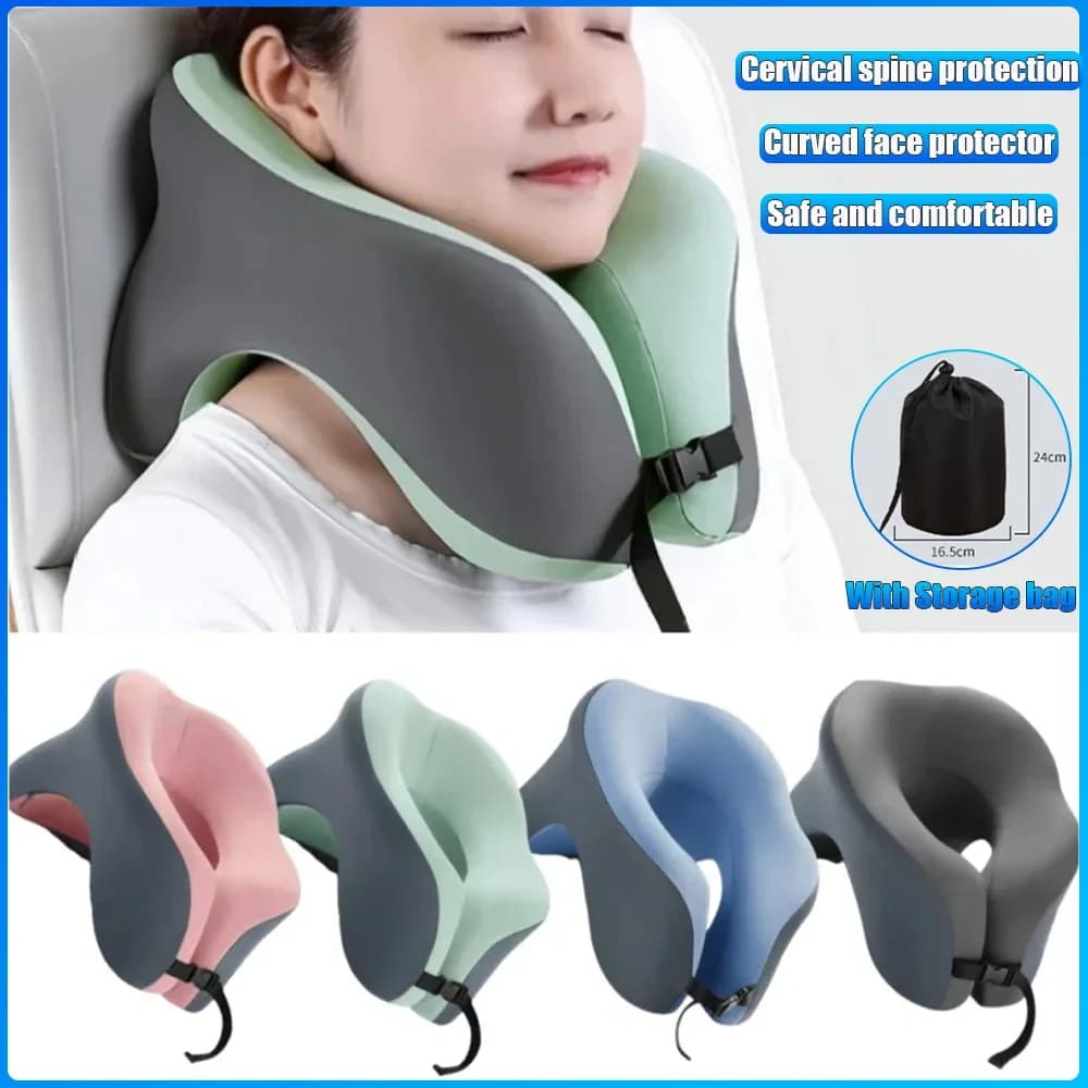 Cuscino per il collo dell'aereo per auto a forma di U Supporto ergonomico per la testa Memory Foam Cuscino da viaggio portatile Cuscini per dormire Cuscino per pisolino per ufficio