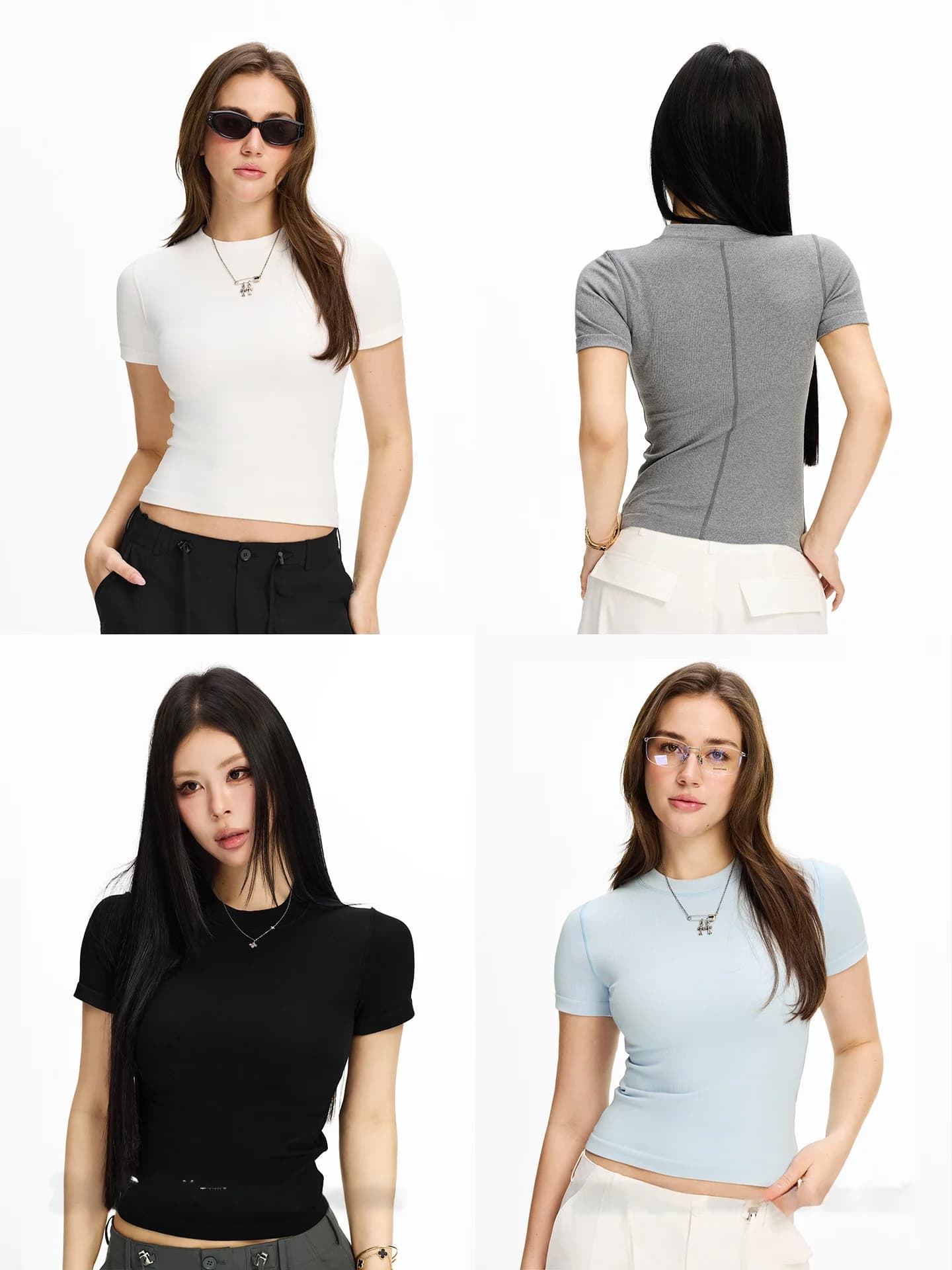 Slimming Short Sleeve T-Shirt Women's Casual Style Black Label Series Micro Plump Spring Summer Shoulder Length Top