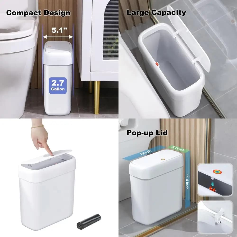 Cestino per rifiuti press-top sottile da 10 litri per uso domestico, ufficio e camper