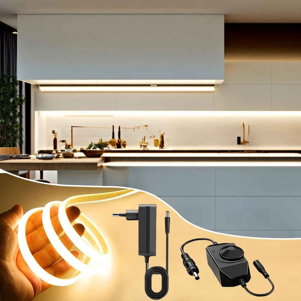 10m LED Strip Lights, Tunable Light Strips, Power Adapter Supply, 24V Flexible Cob Neon Light Strips for Bedroom, Kitchen