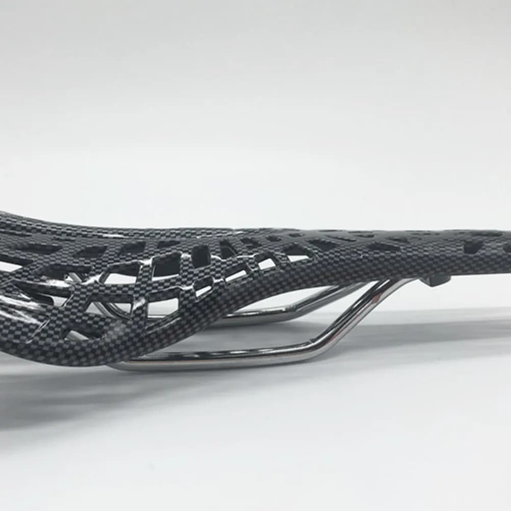 Sella per Bicicletta in Fibra di Carbonio, Cuscino Ventilato con Rete, Leggero, in ABS, Nero, per Mountain Bike