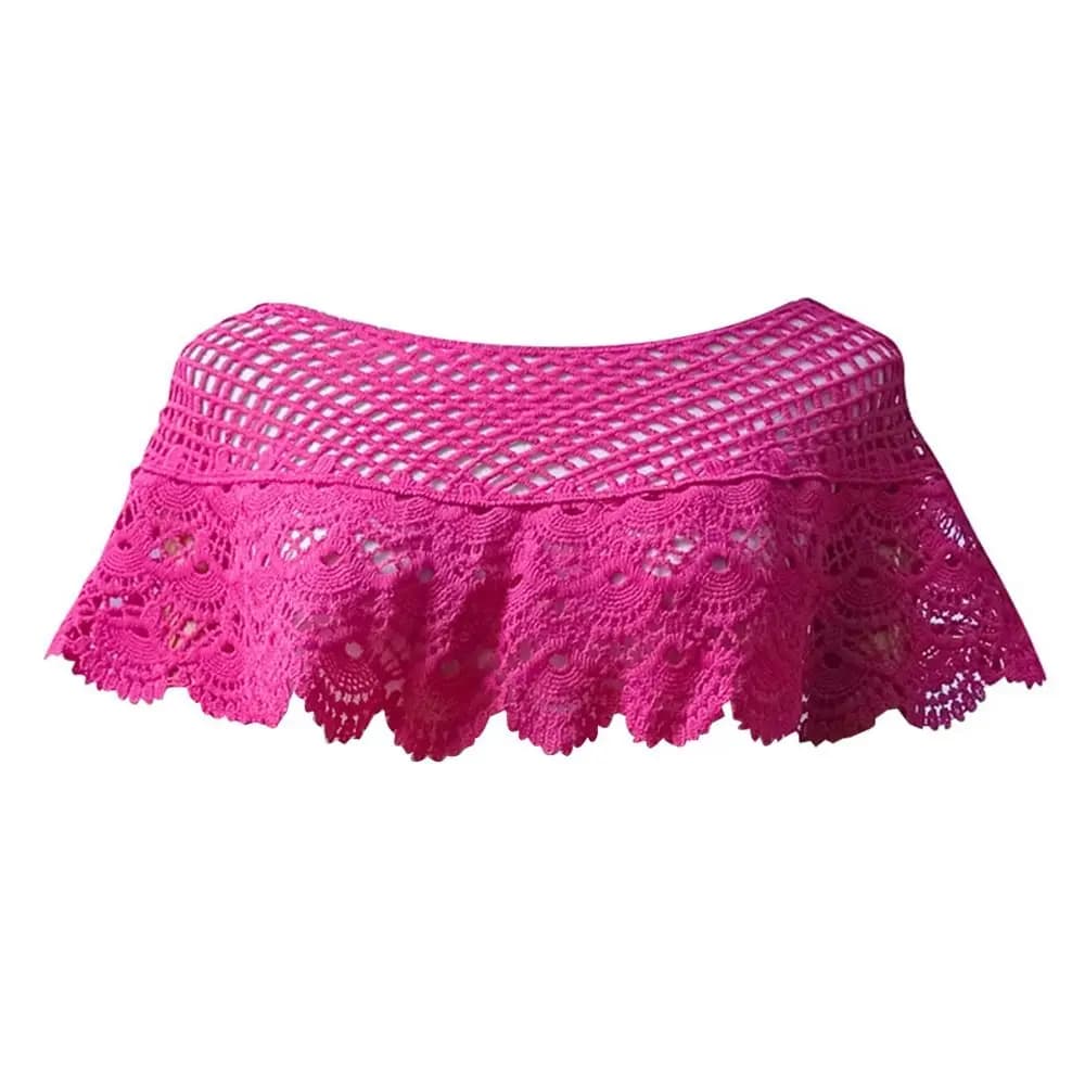 Sciarpa/Foulard in pizzo traforato per protezione solare, copricostume bikini, bandana, cardigan elegante da spalla