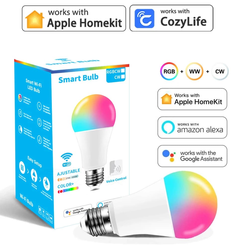 9 W WiFi Homekit Lamp E27 LED RGB Control Siri Dimmable timer function 110 V 220 V Intelligent bulb Works for Alexa Google Home