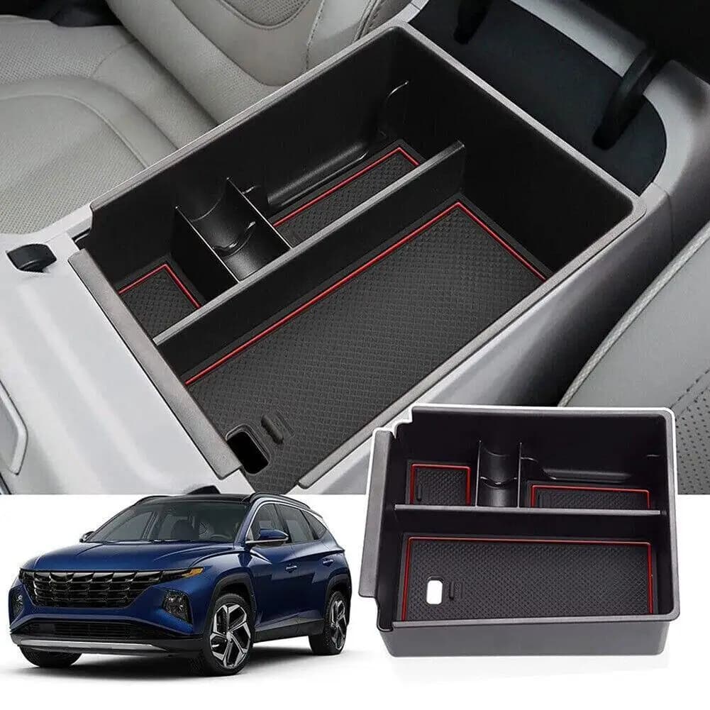Vassoio organizer per console centrale per Hyundai Tucson 2022 Bracciolo centrale per auto ABS Scatola di immagazzinaggio secondaria Accessori per auto