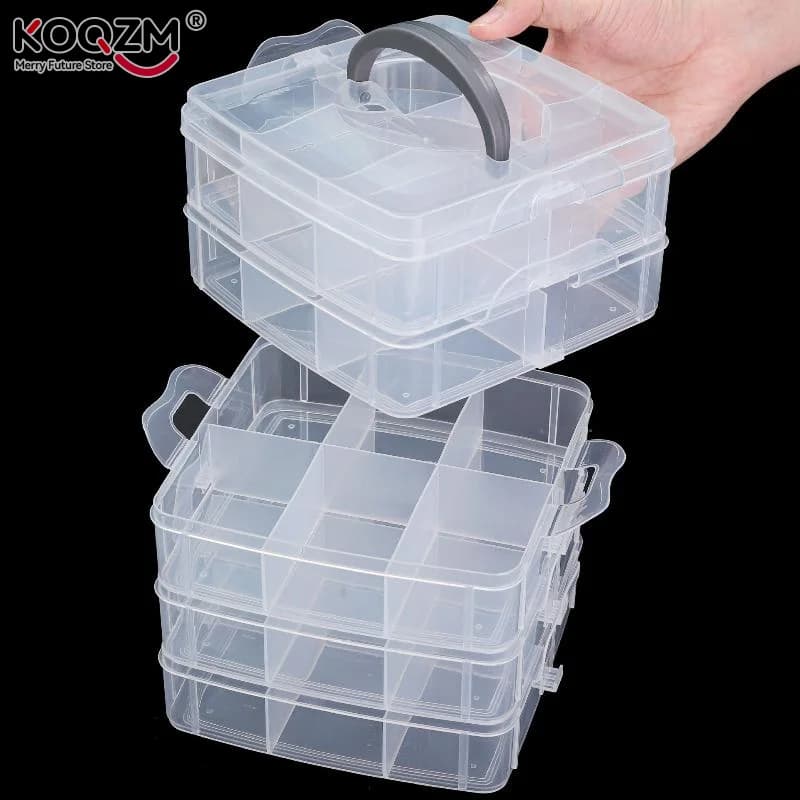 Plastic Storage Box Transparent Adjustable Stackable Compartment Slot Box For Organizing Toys Jewelry Display Box Large Capacity