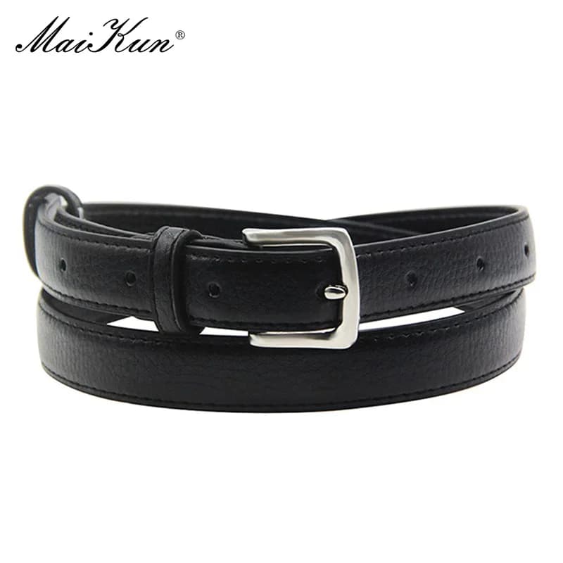 Cintura in Pelle Sottile da Donna MaiKun, Tinta Unita, con Fibbia a Perno, Semplice, Taglia Piccola, per Abiti Eleganti e Casual