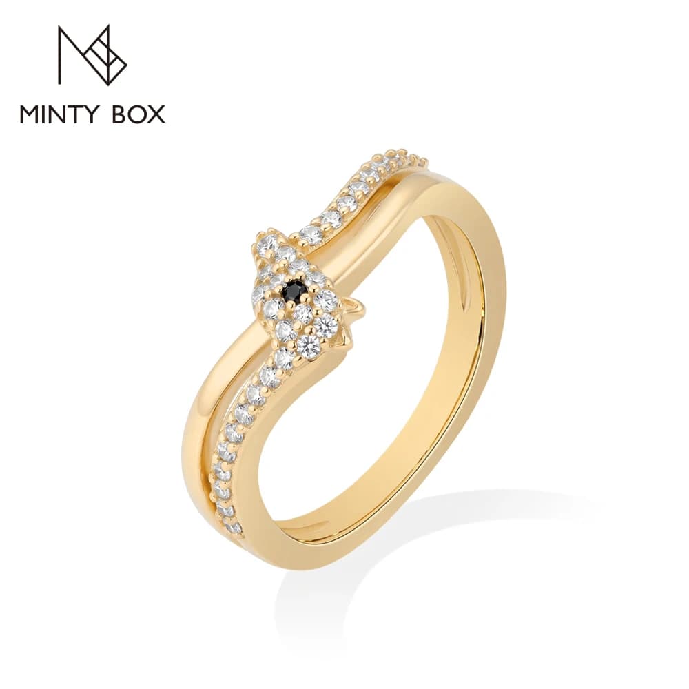 MINTYBOX New Horse Black Moissanite Rings Double Curved Band S925 Silver Ring for Women Daily Wear Office Jewelry Birthday Gifts