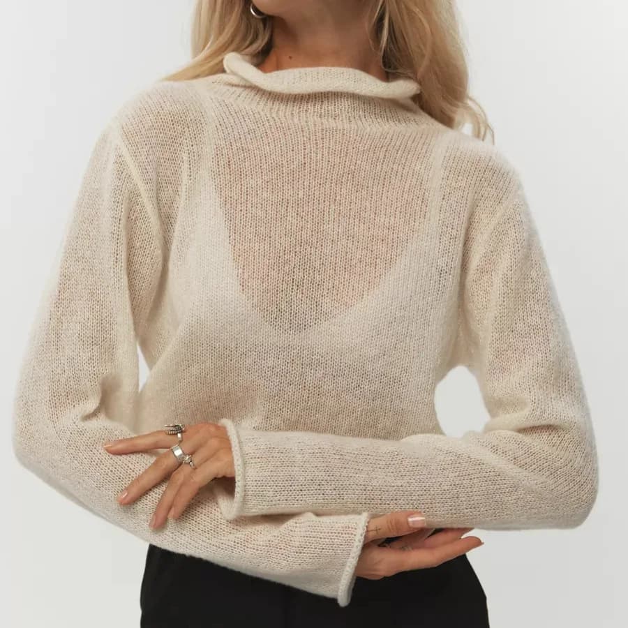 Pullovers Women Sweaters Mock Neck Full Sleeve Vintage Jumpers Y2k Streetwear Elegant Splice Knit Casual Loose Tops Autumn 2026