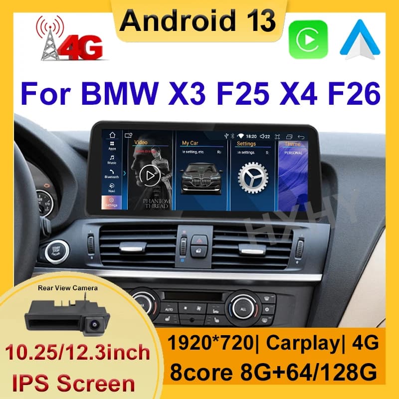 Android 13 8 + 128G Auto Carplay Lettore Dvd per auto per BMW X3 F25 X4 F26 CIC NBT EVO Radio Navigazione GPS Multimediale Stereo