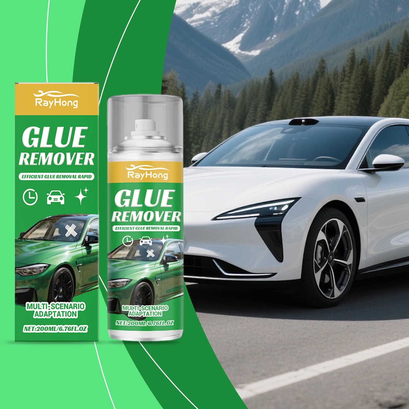 Spray Rimuovi Adesivi per Auto 200ml, Dissolvente per Colla Potente, Scioglie Istantaneamente i Residui Appiccicosi Ostinati, Accessori Auto