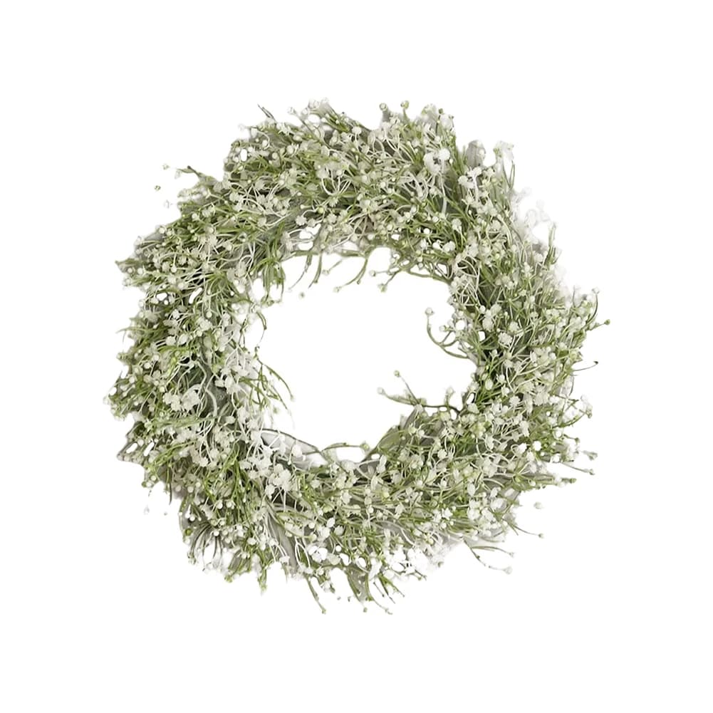 DIY Vibrant Decorative Wreath Gypsophila Artificial Plants Wreath Non-fading Front Door Wreath Gift for Wedding Party Home Decor
