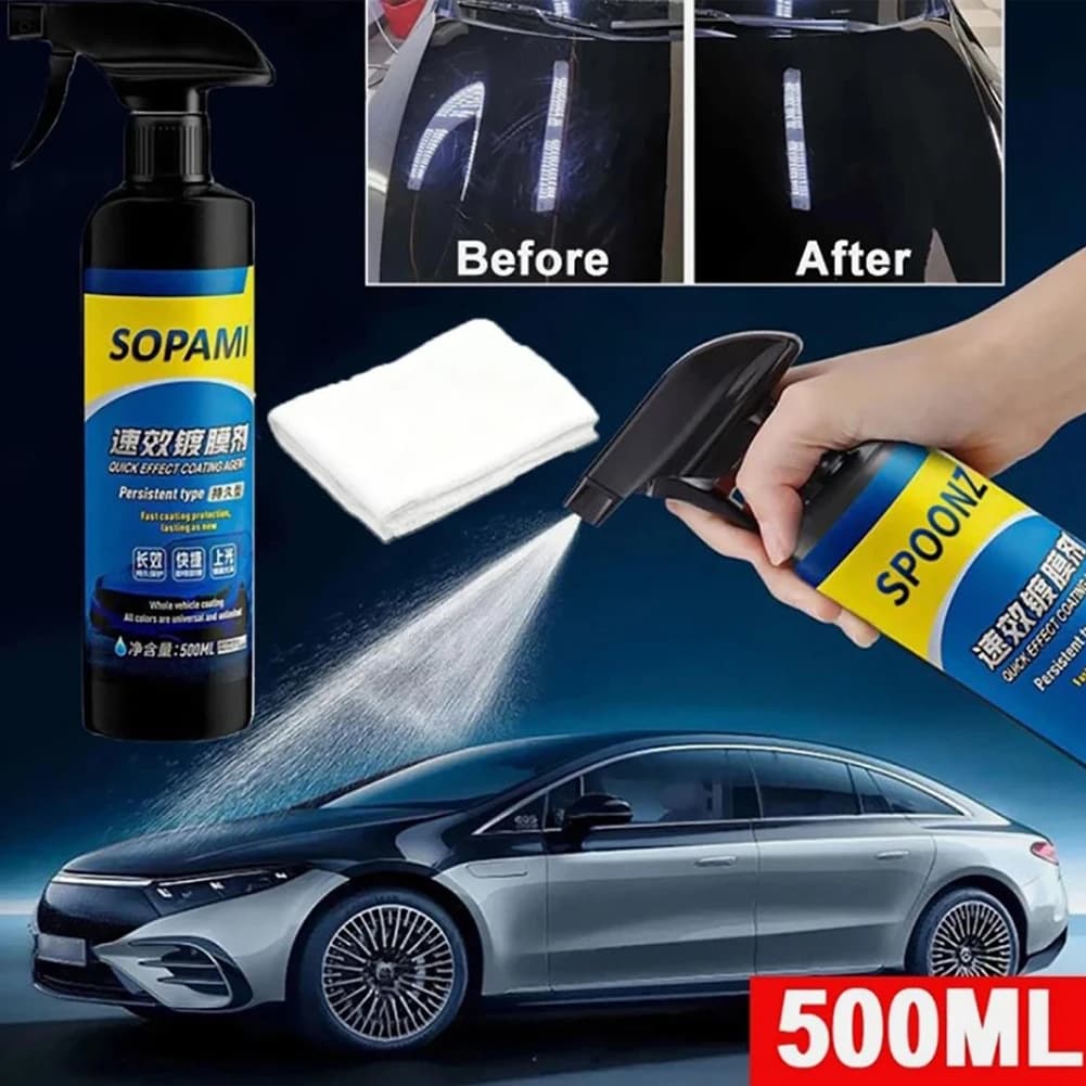 Protezione spray per rivestimento per auto da 500 ml Protezione rapida per rivestimento in ceramica Spray per rivestimento per auto Cera per smalto spray per plastica Aggiorna riparazione rapida dei graffi
