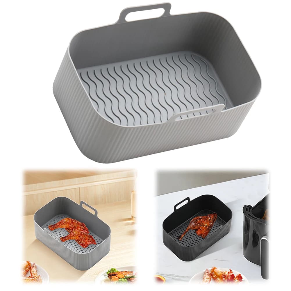 Rivestimenti in Silicone Riutilizzabili per Friggitrice ad Aria, Teglia da Forno Rettangolare Antiaderente, Accessori per Friggitrice ad Aria