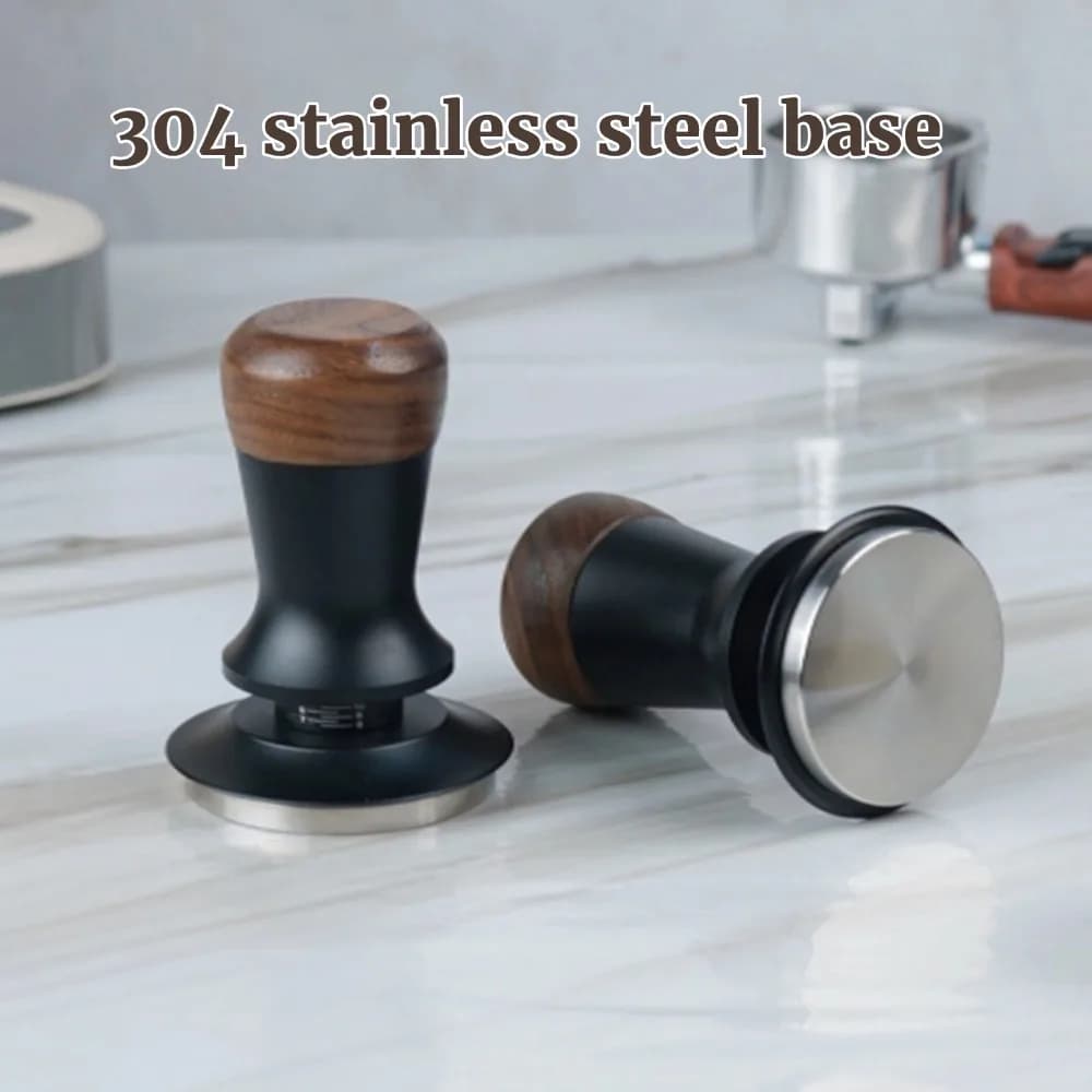 51/53/58mm Walnut Wood Coffee Tamper - Manual Espresso Tamper with Constant Pressure, Professional Barista Tool for Home Cafe, C