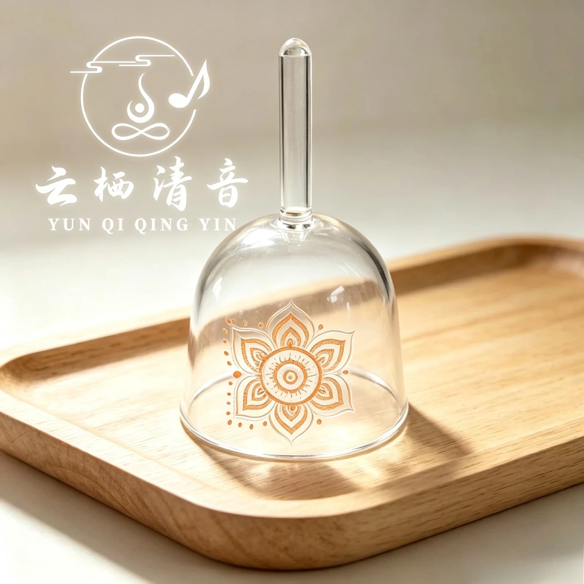 YUN QI QING YIN Handheld 4th Order Handmade Crystal Singing Bowl 432Hz & 440Hz Optional Sound Bath Therapy Stress Relief Meditation Bowl