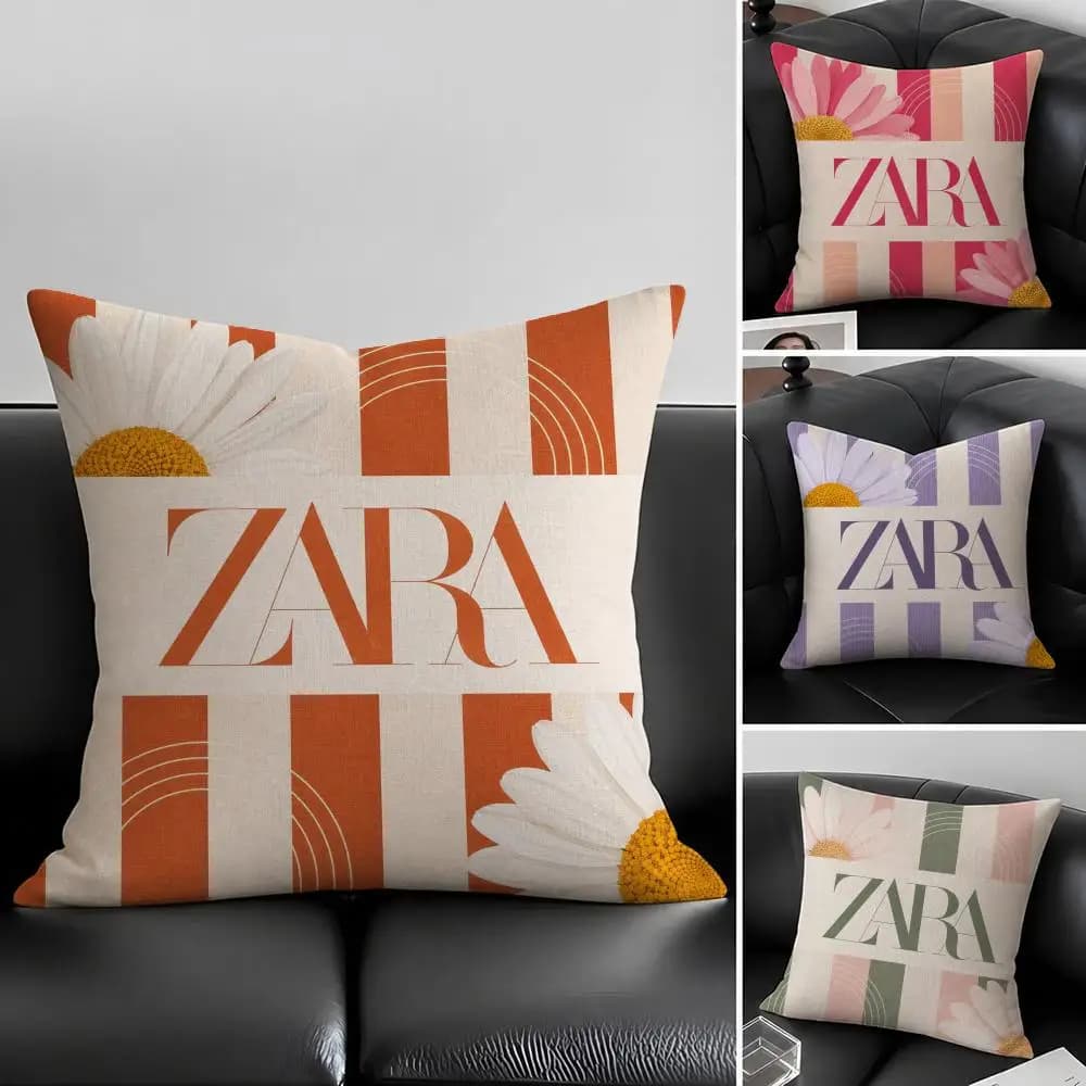 Brand ZARA Cushion Cover Natural Linen Pillowcase Set, All-in-One Decor for Sofa, Bedroom & Chair