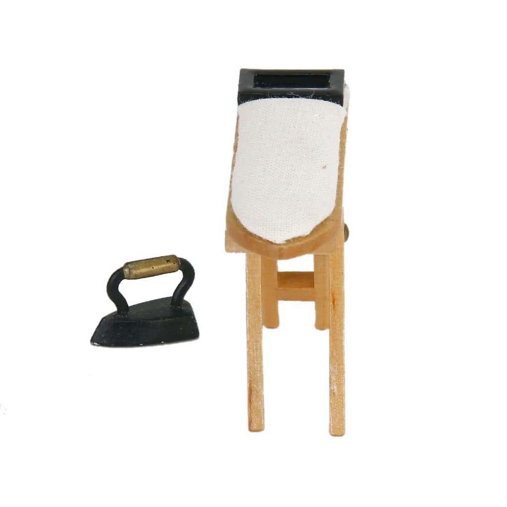 Mini Set Ferro da Stiro e Asse da Stiro in Miniatura, Accessorio per Lavanderia per Mobili in Miniatura per Case delle Bambole, Scala 1:12