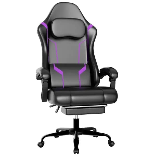 Sedia da gaming ergonomica, sedia da gaming elettronica con cuscino a molle insacchettate e poggiapiedi, sedia da computer regolabile in altezza