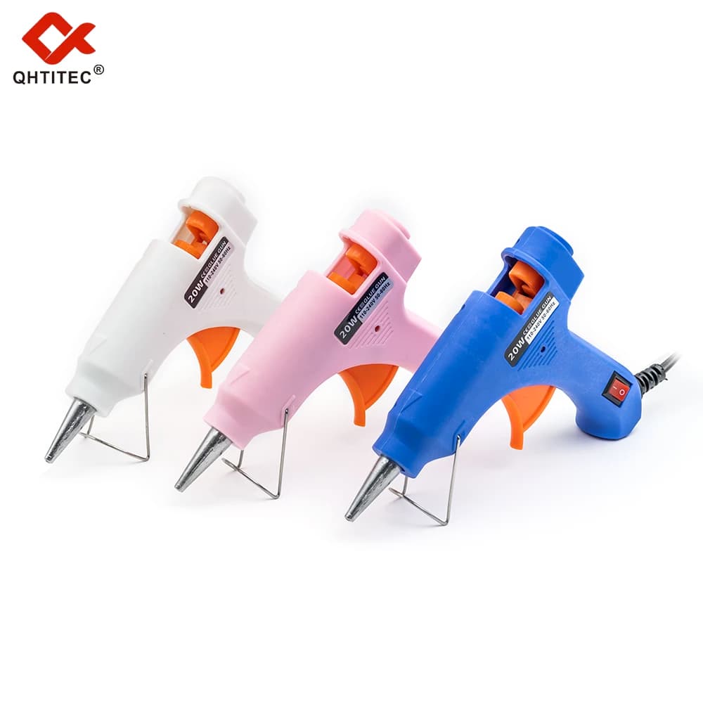 Pistola per colla a caldo da 20 W con colla trasparente da 7 mm Mini pistola per uso domestico Pistola per temperatura di calore elettrica Strumenti di riparazione Kit speciale per stick