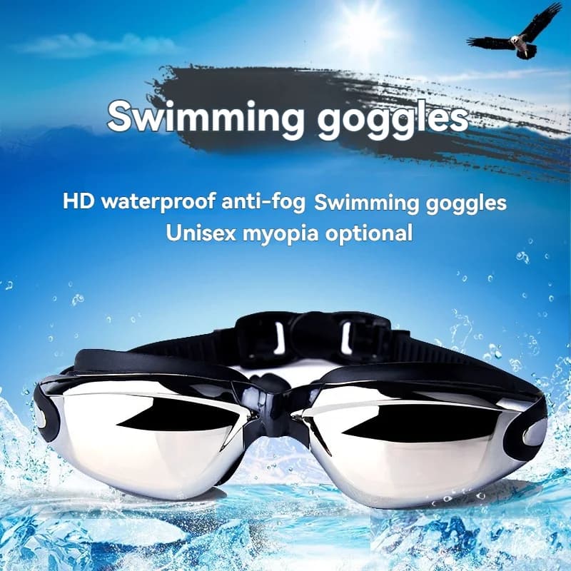 Men's Electrolytic Silver Swimwear for Women's Adjustable UV Protection Swimeyewear Pool Waterproof Sub Dustling Glasses