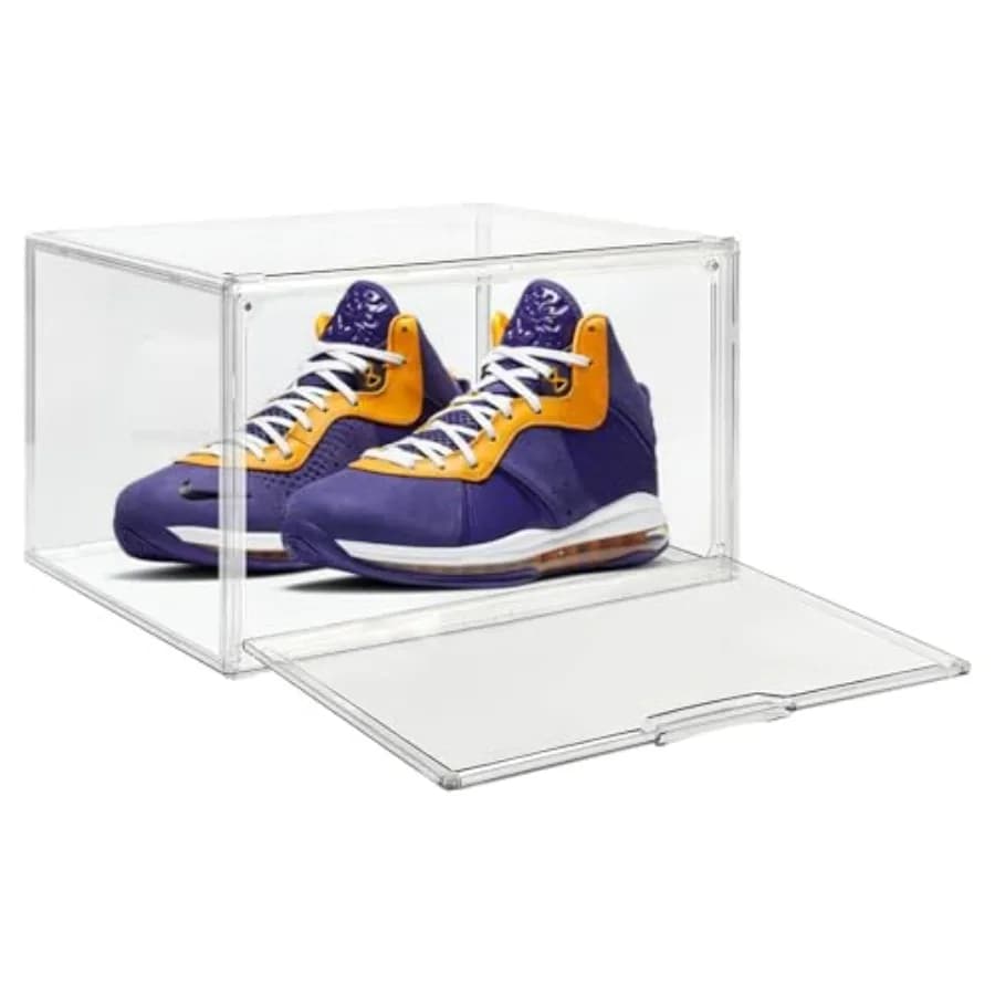 Scatole Trasparenti in Acrilico per Esposizione e Conservazione di Sneaker, Contenitori Impilabili con Coperchio per Scarpe e Stivali