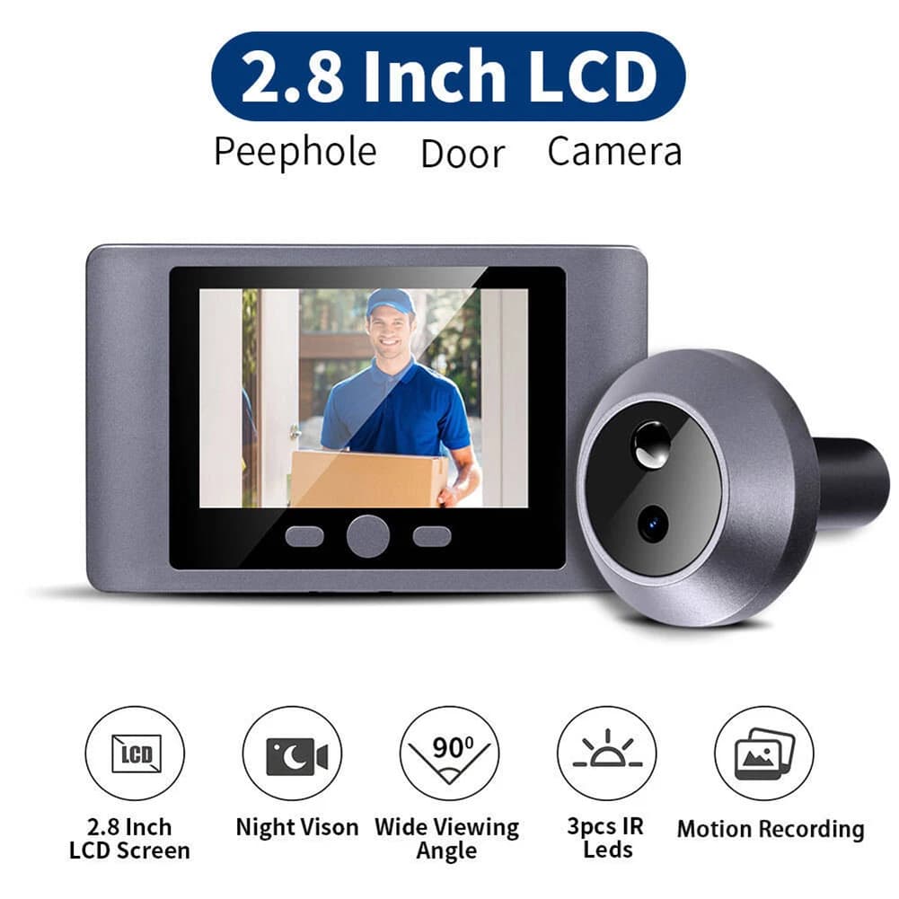 Mini Spioncino Digitale Wireless Intelligente con Telecamera, Visione Notturna IR, Schermo da 2,8 Pollici, Batteria da 2000mAh