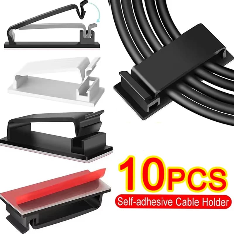 10 Pezzi Clip Autoadesive per Gestione Cavi Organizzatori per Cavi Supporto per Cavi per TV PC Cavo Ethernet Scrivania Casa Ufficio