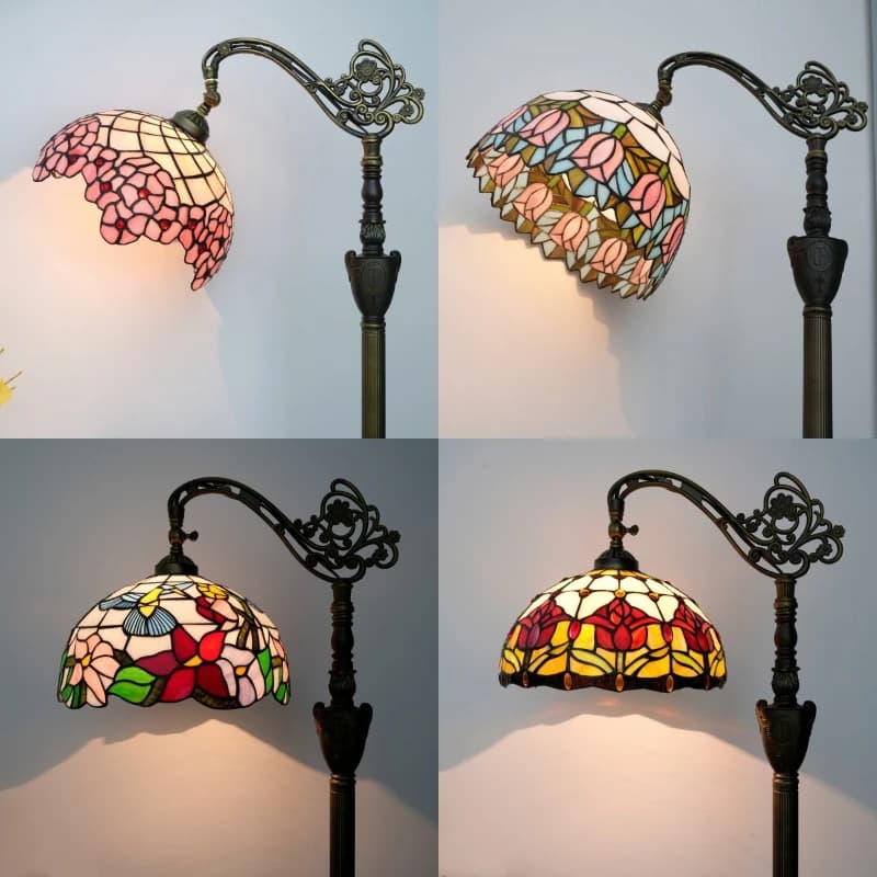 Tiffany Floor Lamps Flowers Art Decor Standing Desk Light for Home Living Room Bedroom Stained Glass Lighting Fixtures Luminaria