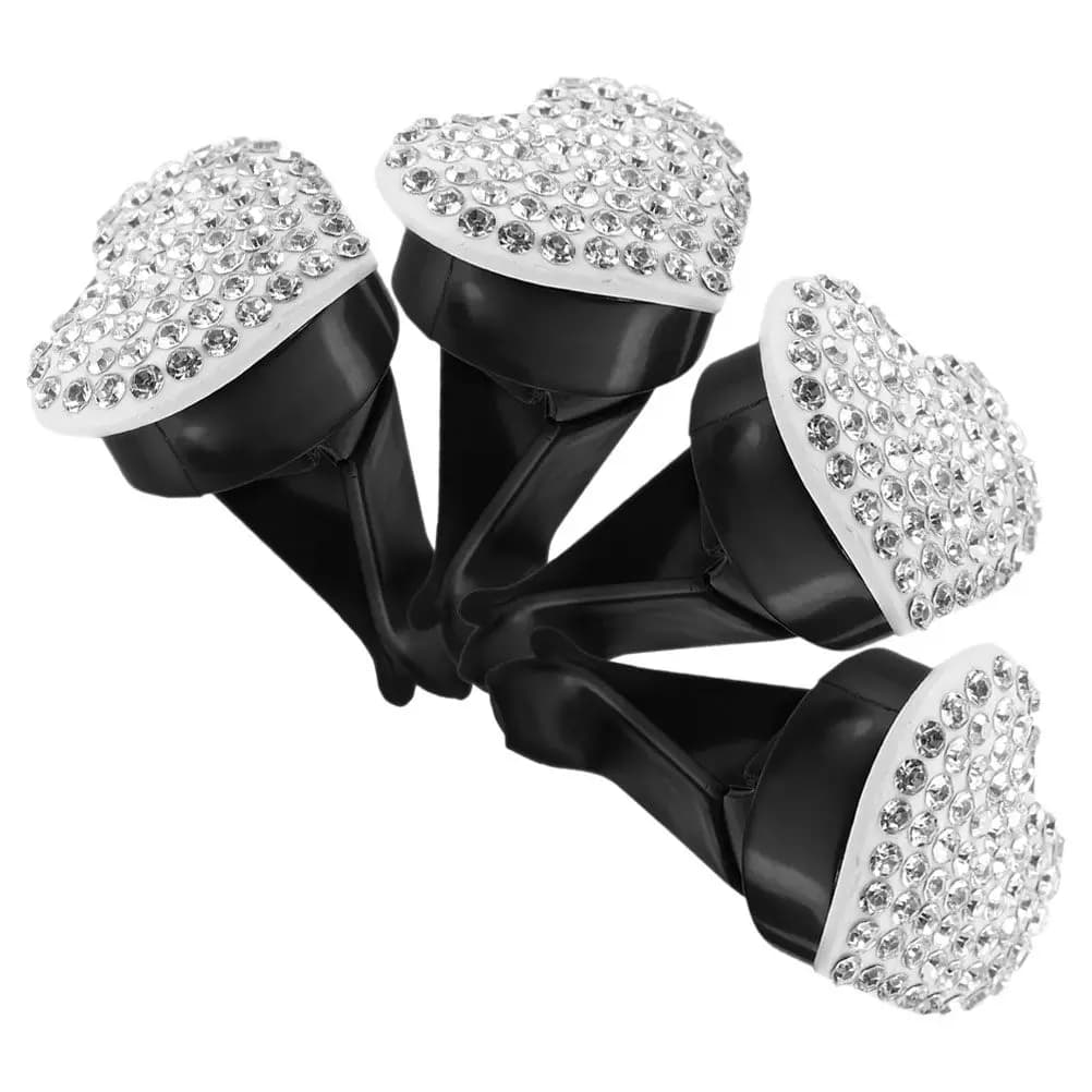 4Pcs Rhinestone Car Air Vent Clips Aluminum Alloy PVC Diffuser Clip for Car Interior Decor Auto Accessories