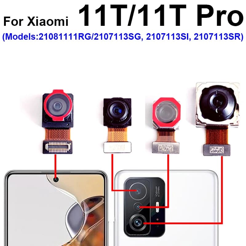 Fotocamera principale anteriore posteriore per Xiaomi Mi 11T Mi 11T Pro Selfie frontale anteriore posteriore grande fotocamera cavo flessibile parti di ricambio