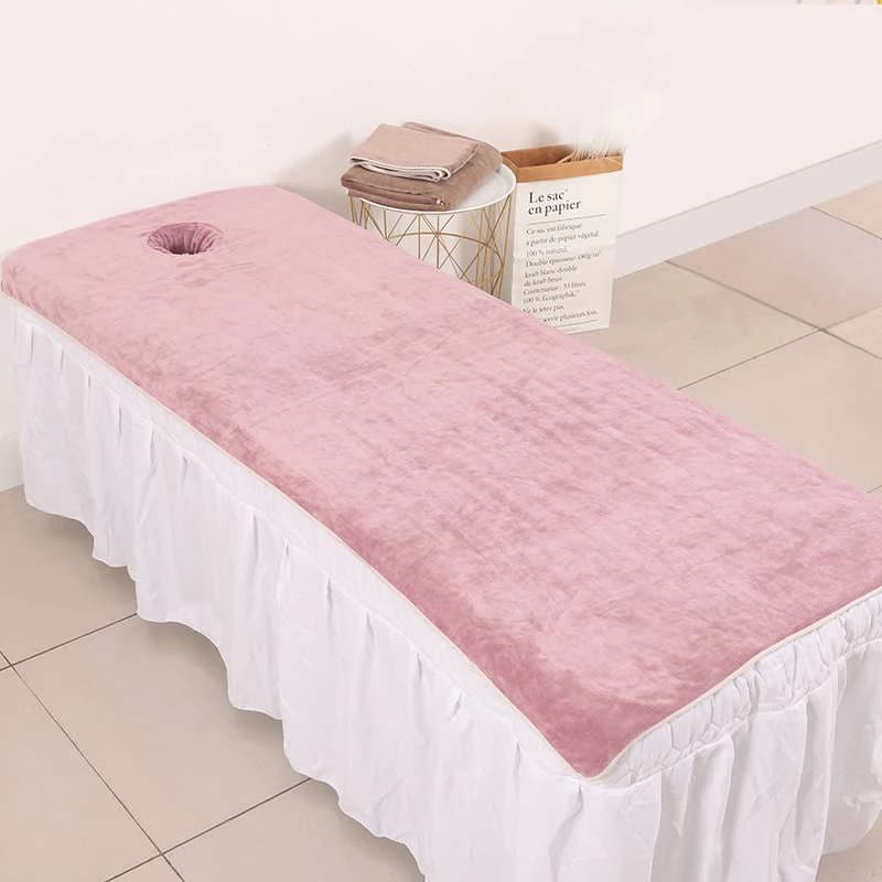 Asciugamano da letto morbido per salone di bellezza in fibra superfine con foro SPA Massaggio Copritavolo Massaggio Fisioterapia Asciugamano da bagno addensato