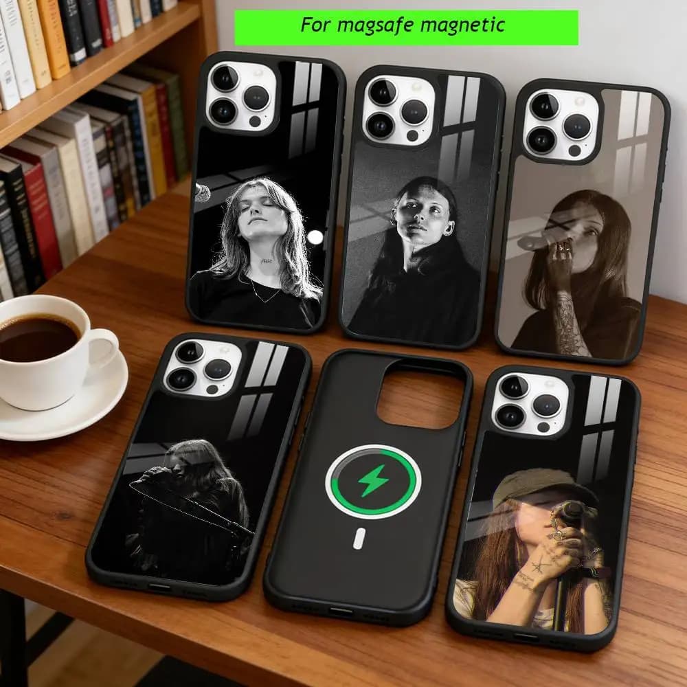 Cover per telefono Singer e-Ethel Cain per iPhone 17, 16, 15, 14, 13, 12, 11 Plus, Pro, magnetica con ricarica wireless MagSafe