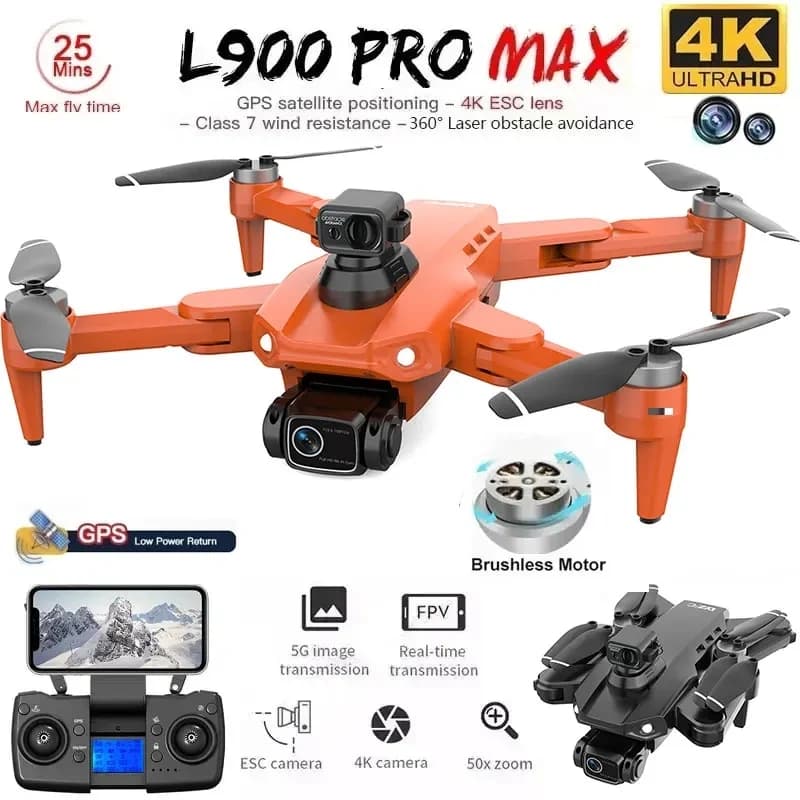 L900 Pro MAX GPS Drone 4K Professional Double Camera 5G Wifi 360 ° Distance 1.2KM of folding four-copper without brushes to avoid obstacles