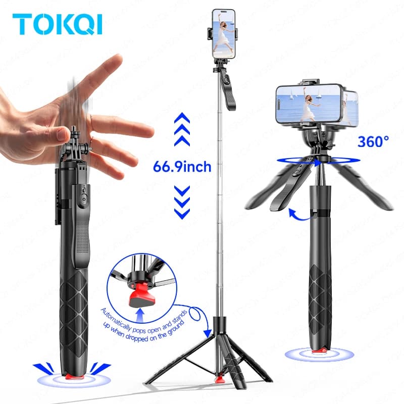 L15-TT Selfie Stick per telefono Supporto per treppiede pop-up automatico per telefono cellulare Riprese bilanciate Vite da 1/4 '' per action camera con telecomando