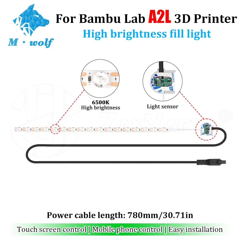 Upgrade LED Fill Light for Bambu Lab A2L 3D Printer Clear Printing Observation Auxiliary Lighting Upgrade Parts