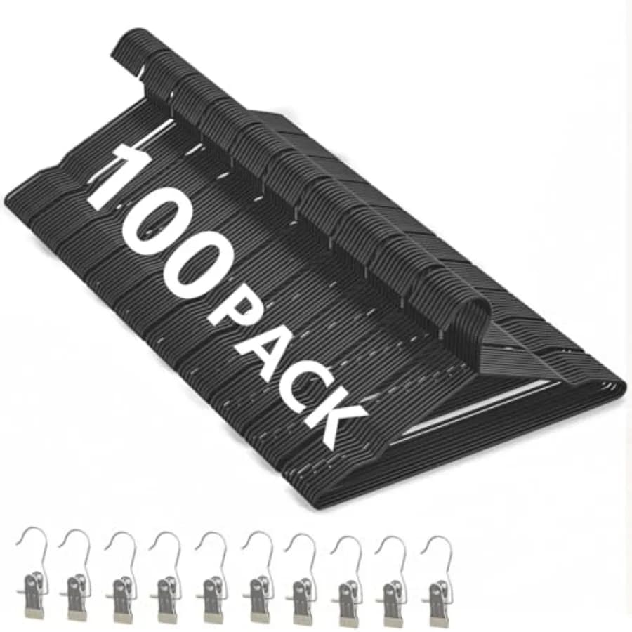 Confezione di appendiabiti in metallo + 10 mollette per vestiti, appendiabiti in filo metallico da 16,5 pollici per camicie, abiti, giacche, gonne di dimensioni standard, ultra resistenti