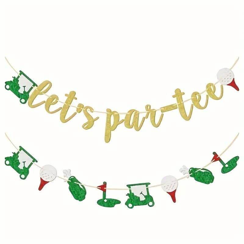Banner di compleanno a tema Golf let's Par-Tee Banner decorazione per feste di pensionamento per gli amanti del Golf decorazioni per feste di Golf Glitter dorati
