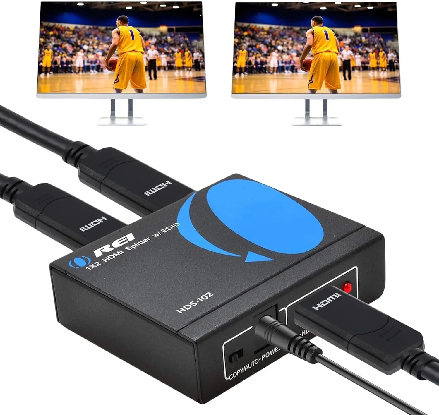 Splitter HDMI 1 Ingresso 2 Uscite - 4K@30Hz, HDCP, 3D e 1080P per Xbox, PS4, Blu-ray, HDTV, Adattatore Incluso
