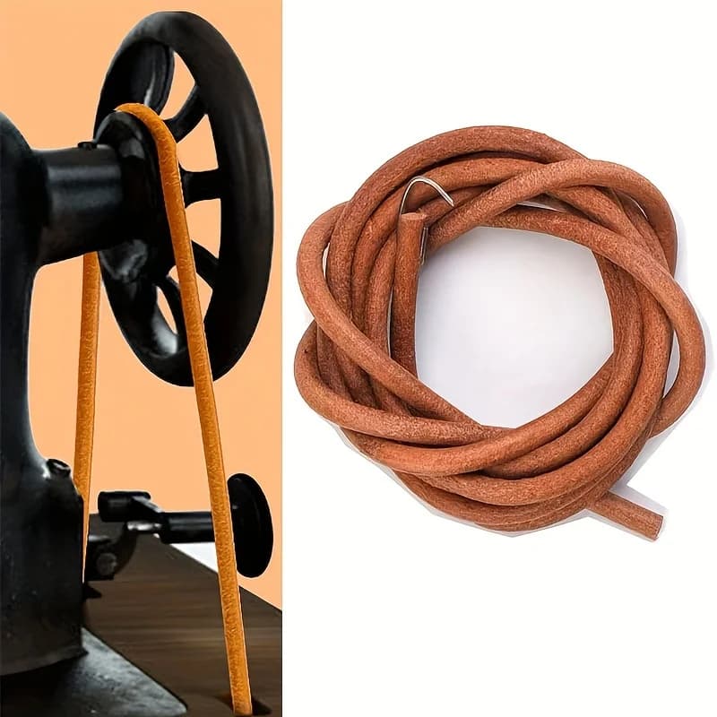 Durable-easy brown cow leather sewing machine belt to install and replace suitable for old style home sewing machines