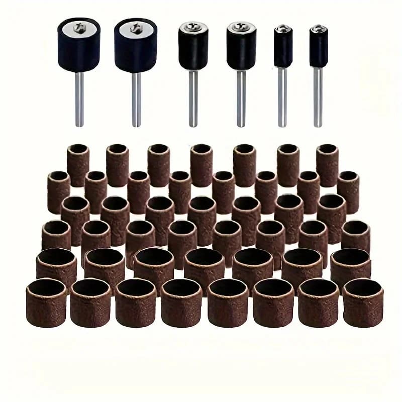60Pcs Sanding drum kit for drill press and power drill, including rubber drum spindle drum kit sanding belt spindle