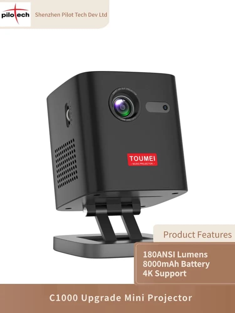 Mini proiettore di aggiornamento C1000 Lumen 180Ansi, batteria 8000Mah, supporto 4K, Wifi/Bluetooth 5.0, Android 9.0, Home Theater portatile