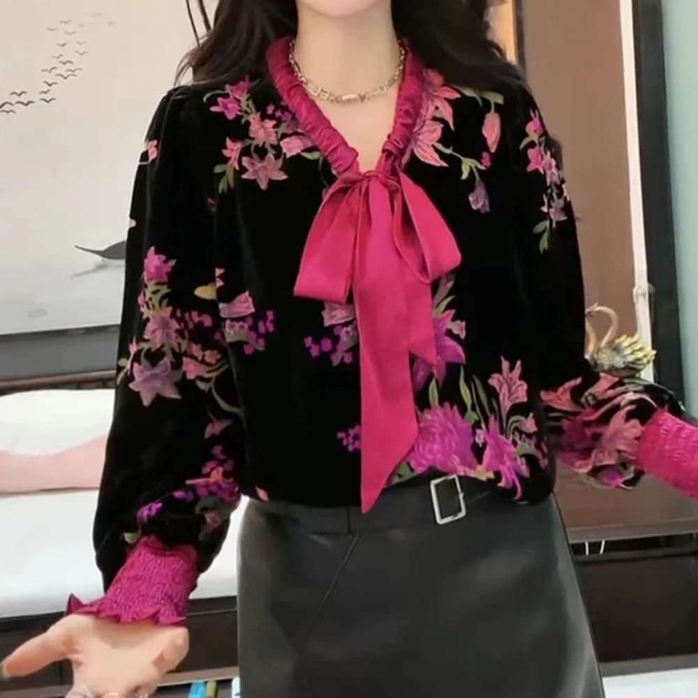 New Year's robe 2026 Korean version shirt color new high-end fashion belly cover temperament top long-sleeved women
