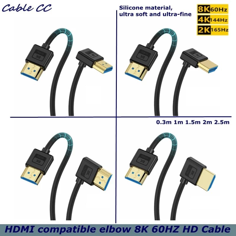0.3M 2M Version 2.1 Compatible with flexible silicone thin cable with angle of 90 degrees Support 10K96Hz/8K 60Hz/4K240HZ/4K144HZ