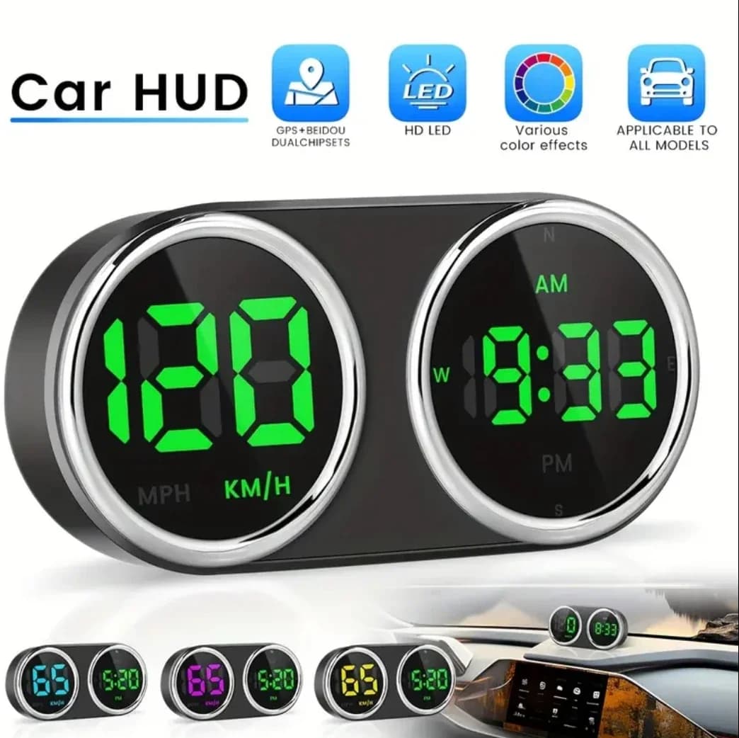 Wristwatch with digital GPS Head-up auto universal GPS HUD with MPH/KMH Plug & Play with USB cable and car charger adapter