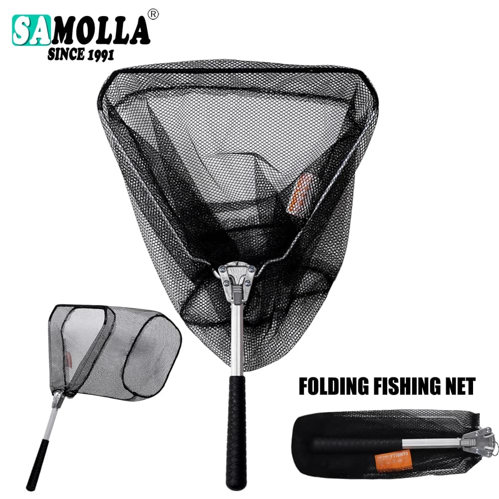 SAMOLLA canna da pesca pieghevole ultraleggera in lega di alluminio Silicone Fly Carp Course Sea Mesh rete da pesca per la pesca a mosca