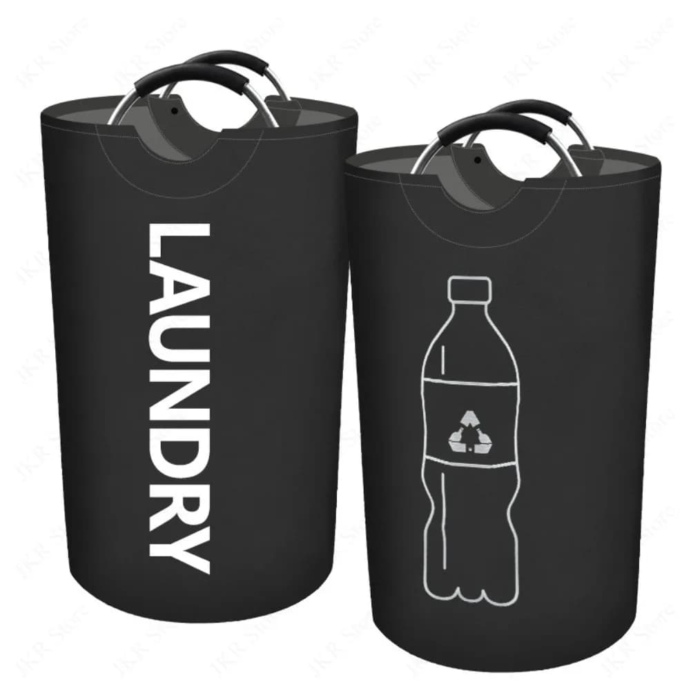 Kitchen Recycling Storage Basket Foldable 82L Empty Bottle Bag Large Capacity Aluminum Handle Laundry Room Organizer Pack Set
