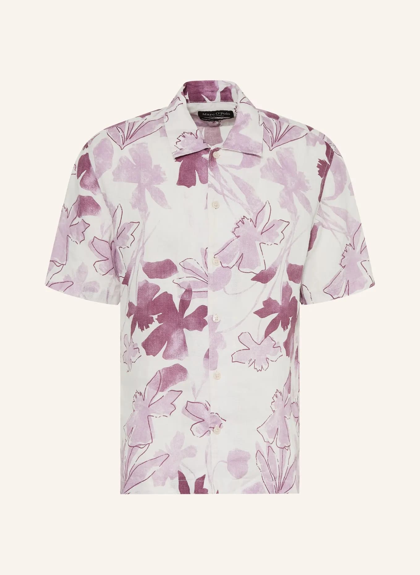 Men's Light Purple Watercolor Flower Print Short Sleeve Shirt Linen Texture Button Shirts Daily Outdoor Vacation Blouse