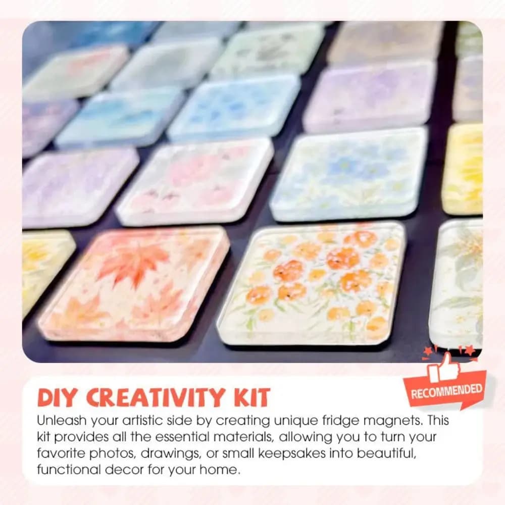 10pcs New Clear DIY Fridge Magnet Kit Handmade Acrylic Transparent Photo Magnets Home Office Display Magnetic Tiles