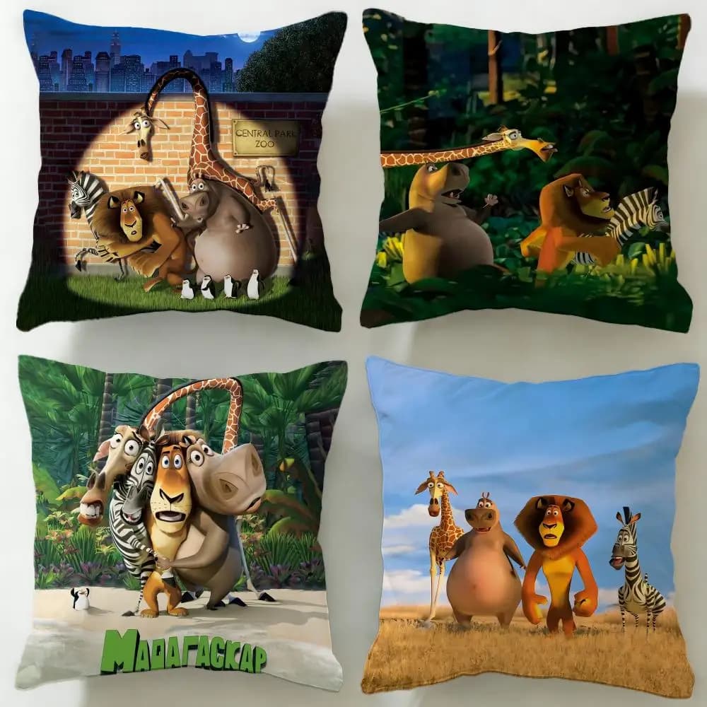 Fodera per cuscino classica del film d'animazione Madagascar, morbida e facile da lavare – versatile per divano, letto, viaggi e ufficio