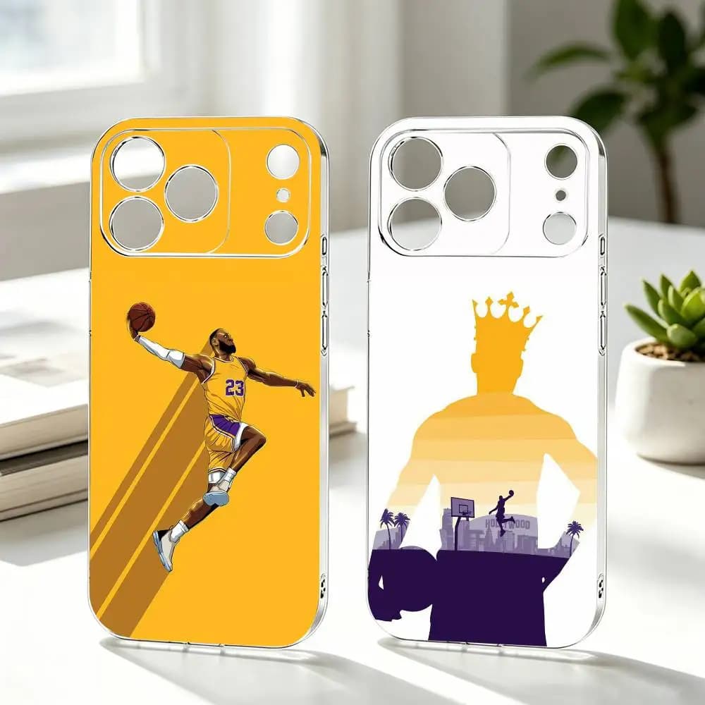 Cover Trasparente per iPhone 17 16 15 14 13 12 11 Mini Pro Max Plus con Design Basketball 23 L-LeBron J-James-S
